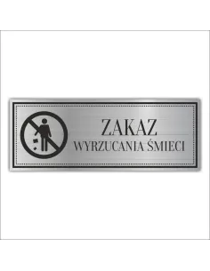 Tabliczka piktogram Grawerowana ZAKAZ ŚMIECENIA