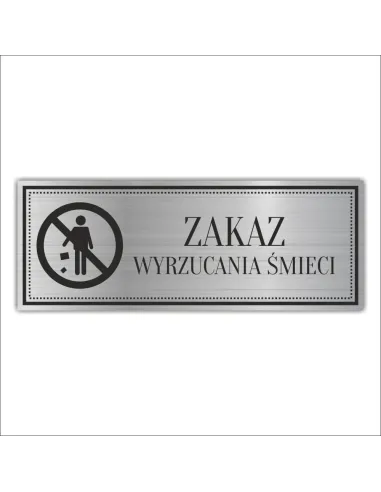 Tabliczka piktogram Grawerowana ZAKAZ ŚMIECENIA