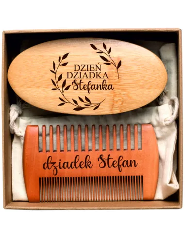 Zestaw do pielęgnacji brody SZCZOTKA + GRZEBIEŃ z grawerem