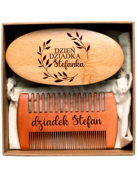 Zestaw do pielęgnacji brody SZCZOTKA + GRZEBIEŃ z grawerem