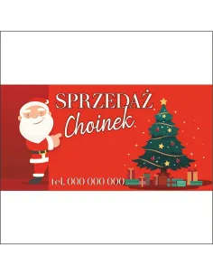Baner reklamowy TWÓJ NAPIS choinki 200x100 cm TANI