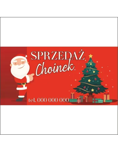 Baner reklamowy TWÓJ NAPIS choinki 200x100 cm TANI