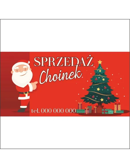 Baner reklamowy TWÓJ NAPIS choinki 200x100 cm TANI