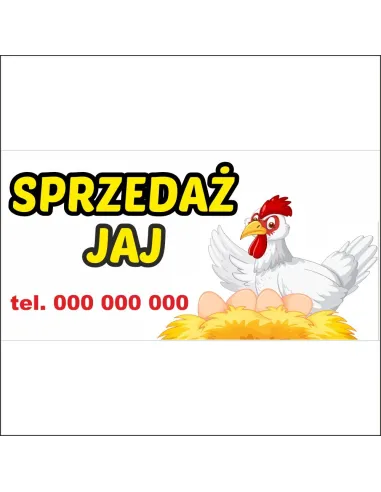 Reklama plandeka banery SPRZEDAŻ JAJ WIEJSKICH