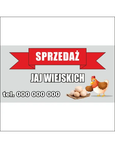 Baner reklamowy DUŻY reklamy jajka wiejskie 2x1 m