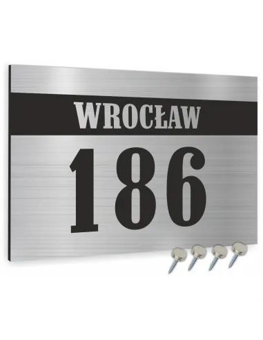 NUMER NA DOM SREBRNY ZE STALI NIERDZEWNEJ INOX 40x30 cm