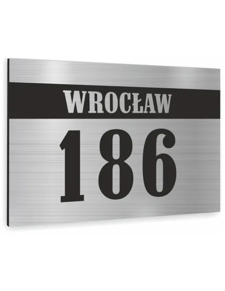 NUMER NA DOM SREBRNY ZE STALI NIERDZEWNEJ INOX 40x30 cm