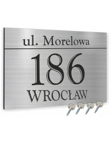 Tabliczka adresowa srebrna Dibond  20x30 cm
