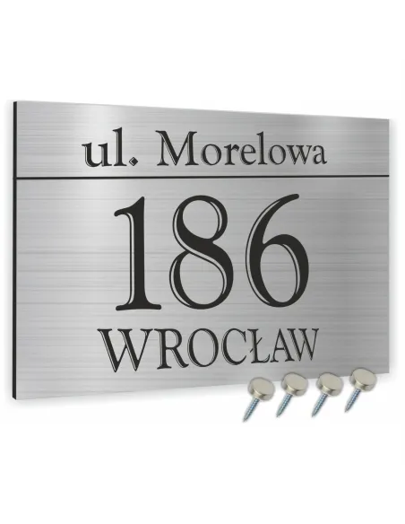 Tabliczka adresowa srebrna Dibond  20x30 cm