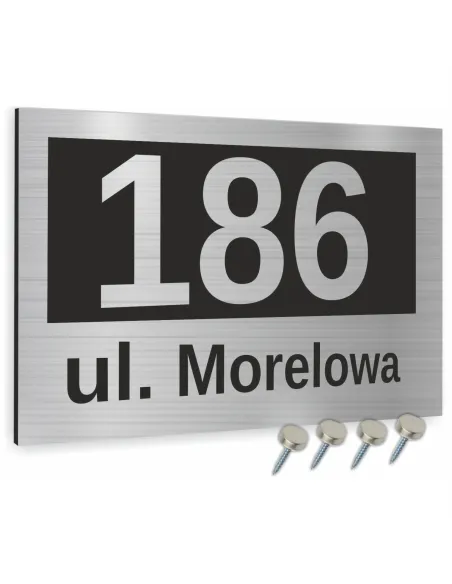 Tabliczka ADRESOWA Aluminiowa SREBRNA Numer domu dibond 20x30cm