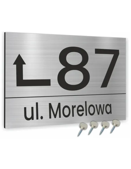 TABLICZKA ADRESOWA ALUMINIOWA ZE STRZAŁKĄ dibond 20x30cm