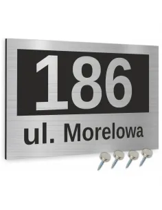 Tabliczka ADRESOWA Aluminiowa SREBRNA Numer domu dibond 40x30cm