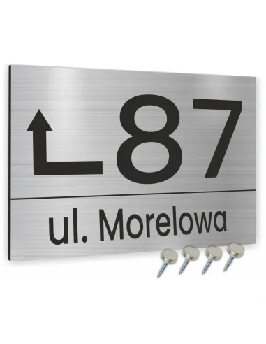 TABLICZKA ADRESOWA ALUMINIOWA ZE STRZAŁKĄ dibond 40x30cm