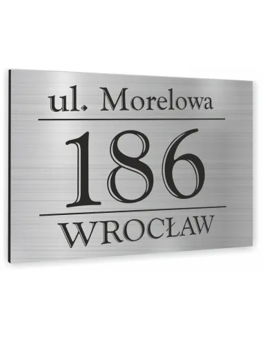 NUMER NA BUDYNEK dom Tabliczka INOX ALUMINIUM 3D 20x15 cm dibond