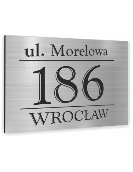 NUMER NA BUDYNEK dom Tabliczka INOX ALUMINIUM 3D 20x15 cm dibond