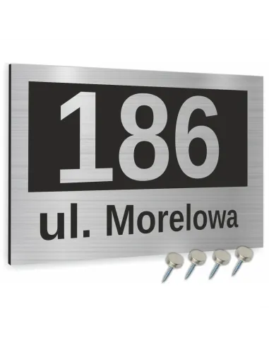 Tabliczka ADRESOWA Aluminiowa SREBRNA Numer domu dibond 20x15cm