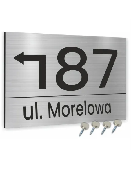 TABLICZKA tablica adresowa NUMER DOMU strzałka 20x15 cm dibond