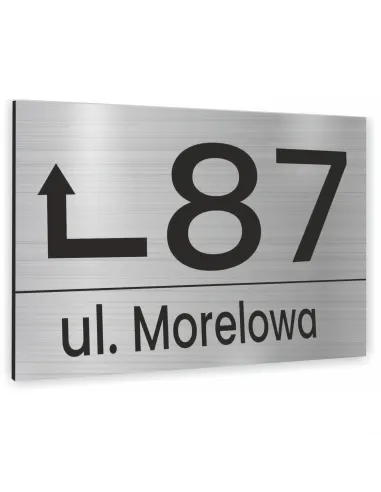 TABLICZKA ADRESOWA ALUMINIOWA ZE STRZAŁKĄ dibond 20x15 cm