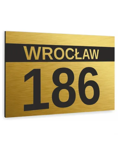 Tabliczka ADRESOWA Aluminiowa złota Numer domu dibond 20x15cm