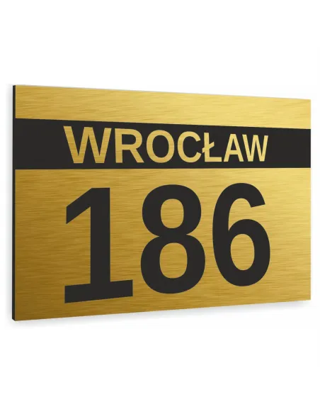 Tabliczka ADRESOWA Aluminiowa złota Numer domu dibond 20x15cm