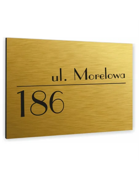 TABLICA tabliczka ADRESOWA Z NUMEREM DOMU 20x15 cm złota dibond