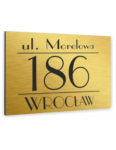 Tabliczka ADRESOWA ALUMINIOWA złota 20x15 numer dom dibond