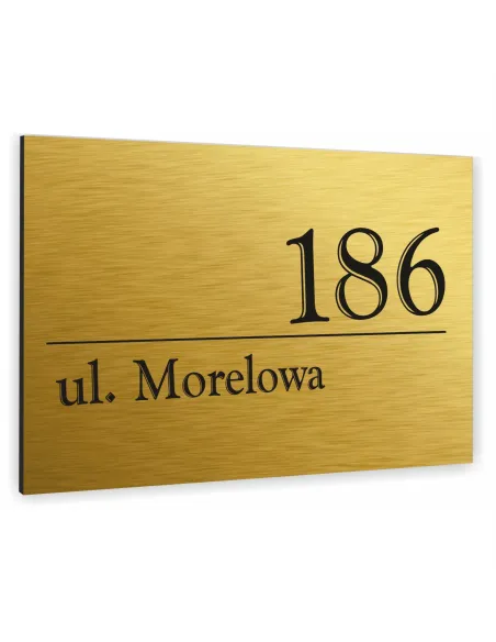 NUMER NA BUDYNEK dom Tabliczka INOX kolor złoty ALUMINIUM 3D 20x15 cm dibond