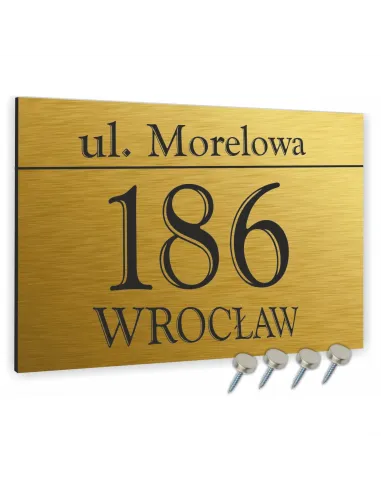 Tablica ALUMINIOWA adresowa Tabliczka Numer Domu złota 15x20 dibond