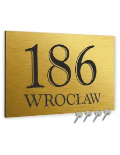 Tabliczka Nr DOMU Tablica ADRESOWA ALUMINIUM 20x15 cm dibond złota