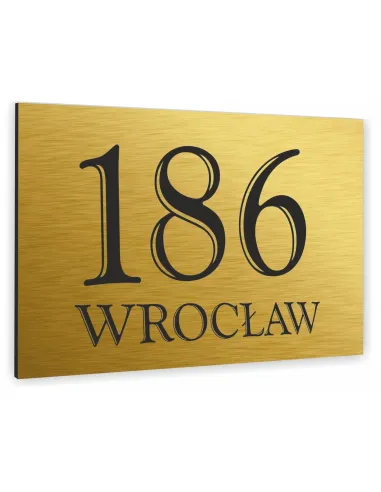 Tabliczka Nr DOMU Tablica ADRESOWA ALUMINIUM 20x15 cm dibond złota