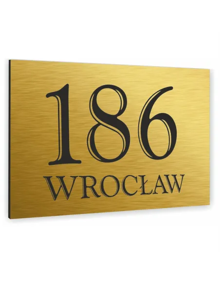 Tabliczka Nr DOMU Tablica ADRESOWA ALUMINIUM 20x15 cm dibond złota