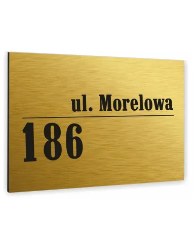 METALOWA złota TABLICA ADRESOWA NAZWA ULICY ALUMINIUM 3D 20x15cm dibond