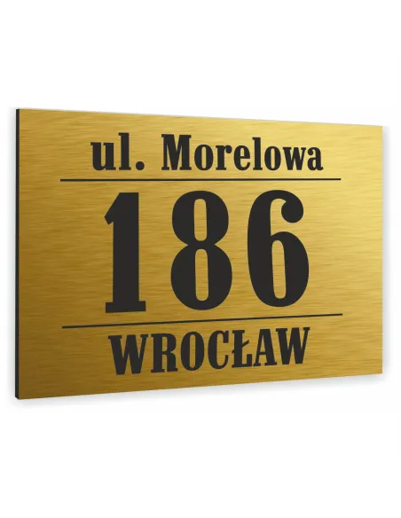 TABLICA ADRESOWA z numerem domu DIBOND złota 20x15 cm