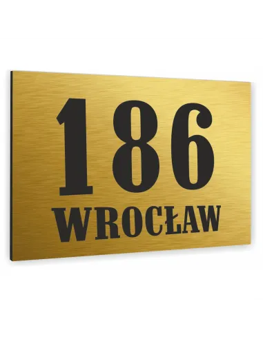 Tabliczka Tablica ADRESOWA ALUMINIOWA złota 20x15 cm dibond