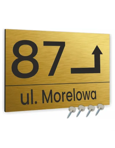 Tabliczka Tablica ADRESOWA ALUMINIOWA z wkrętami złota dibond 20x30 cm