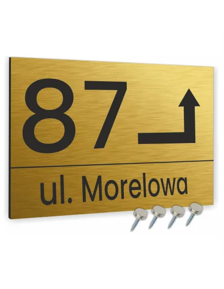 Tabliczka Tablica ADRESOWA ALUMINIOWA z wkrętami złota dibond 20x30 cm