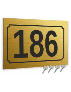 NUMER NA BUDYNEK dom Tabliczka ALUMINIUM złote 20x30cm dibond