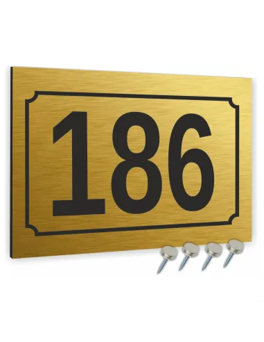 NUMER NA BUDYNEK dom Tabliczka ALUMINIUM złote 20x30cm dibond