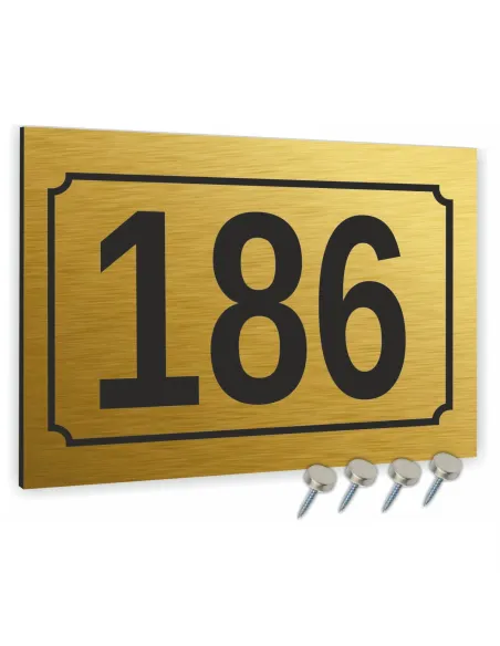 NUMER NA BUDYNEK dom Tabliczka ALUMINIUM złote 20x30cm dibond