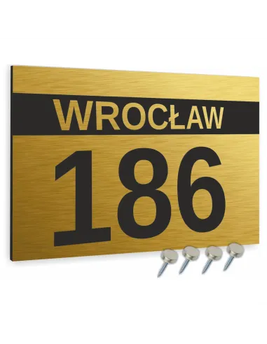 Tabliczka ADRESOWA Aluminiowa złota Numer domu dibond 20x30cm
