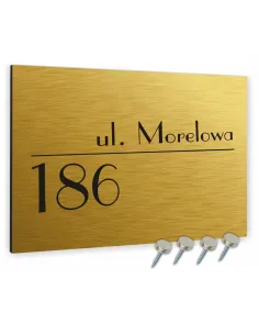 TABLICA tabliczka ADRESOWA Z NUMEREM DOMU 20x30 cm złota dibond