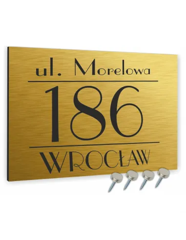 Tabliczka ADRESOWA ALUMINIOWA złota 20x30 numer dom dibond