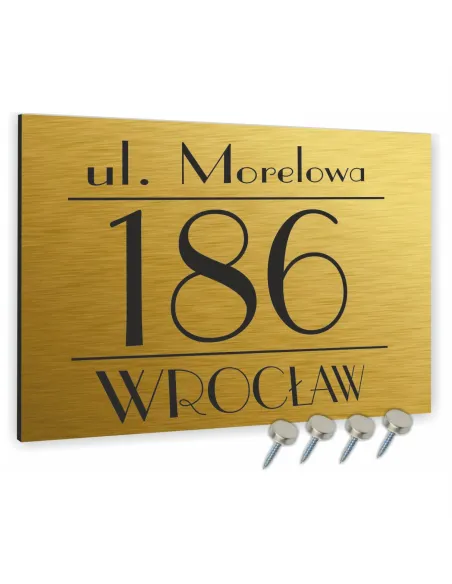 Tabliczka ADRESOWA ALUMINIOWA złota 20x30 numer dom dibond