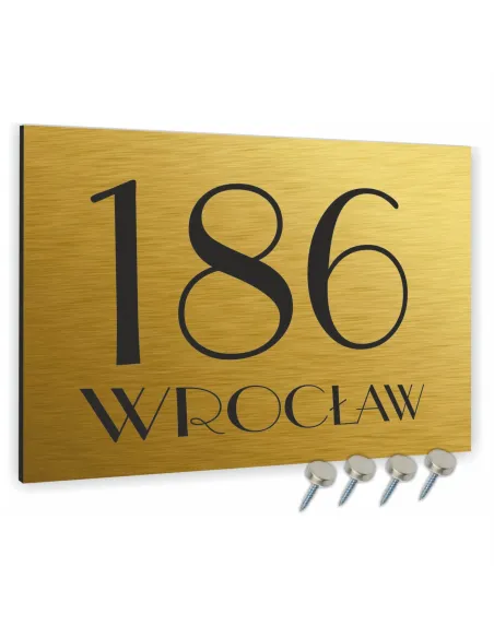 TABLICZKA ADRESOWA  ALUMINIOWA złota 20x30 cm dibond