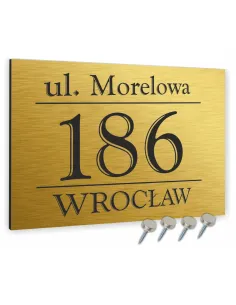 TABLICZKA ADRESOWA NUMER DOMU SZYLD - ALUMINIUM złota 20x30 cm dibond