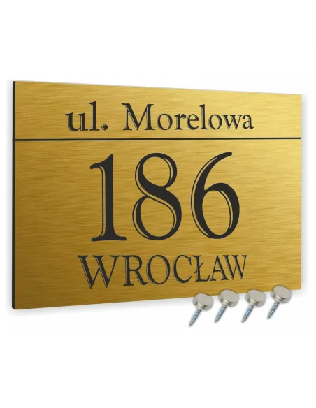Tablica ALUMINIOWA adresowa Tabliczka Numer Domu złota 30x20 dibond