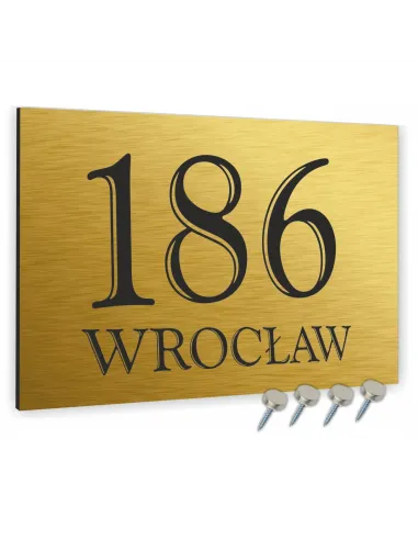 Tabliczka Nr DOMU Tablica ADRESOWA ALUMINIUM 20x30 cm dibond złota