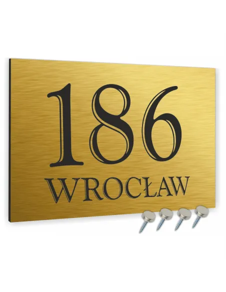 Tabliczka Nr DOMU Tablica ADRESOWA ALUMINIUM 20x30 cm dibond złota