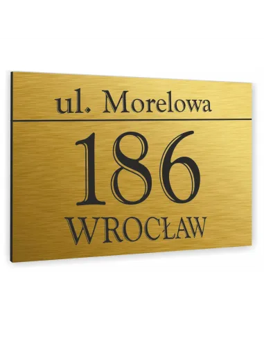 Tablica ALUMINIOWA adresowa Tabliczka Numer Domu złota 30x20 dibond
