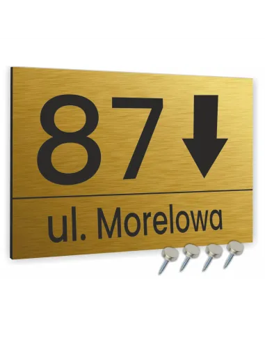 Tabliczka Tablica ADRESOWA ALUMINIOWA KIERUNKOWA złota 40x30 cm dibond